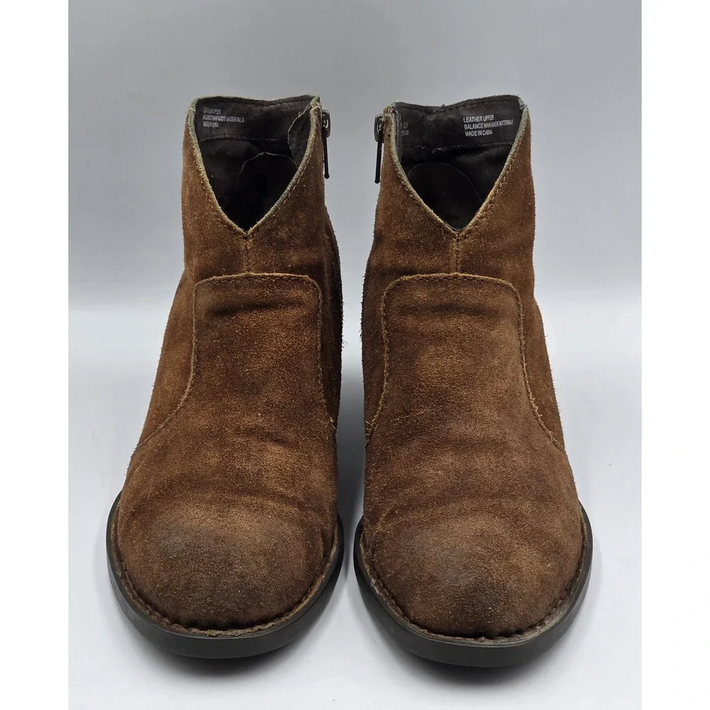 Born Womens 9.5M Ankle Boots Distressed Cognac Suede Leather Zip Booties